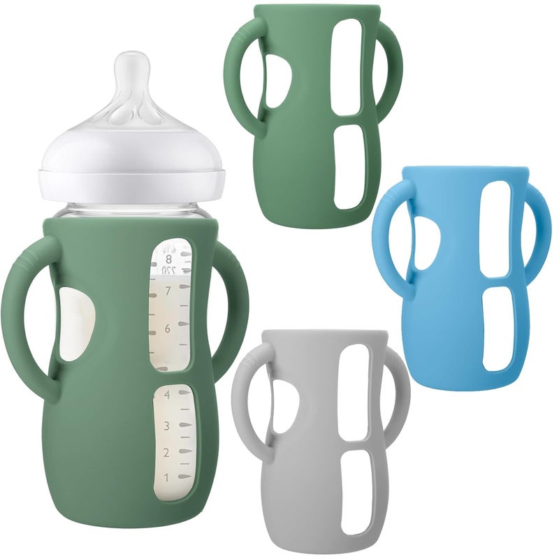 BUSOHA 3 Pack Silicone Sleeves for Avent Natural Baby Bottles - Drop Protection Baby Bottle Holder with Handle Compatible with Philips Avent Anti Colic Baby Bottles,8 Ounce - Image 1